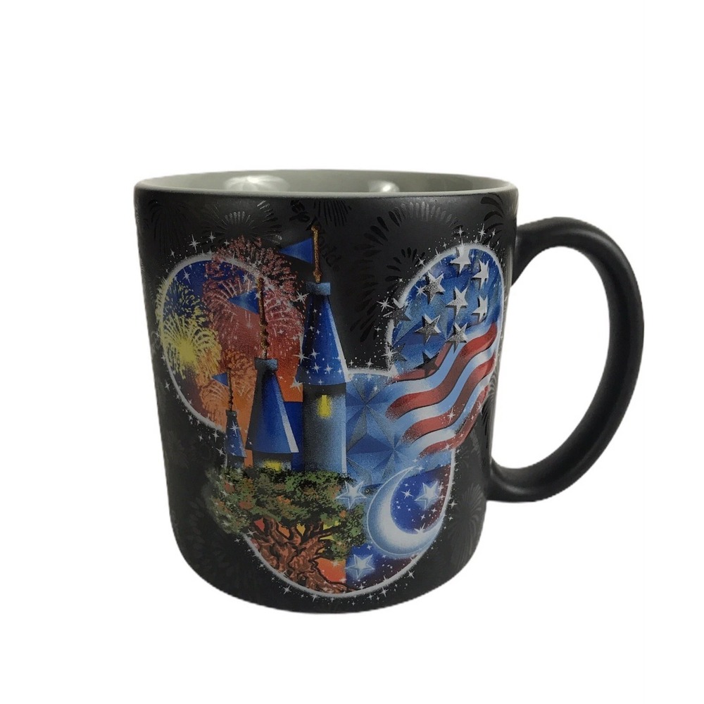 Walt Disney World Mickey Mouse 3D Coffee Mug Black American Flag Fireworks